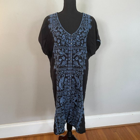NWT Johnny Was Black and Blue Linen Dress - Picture 2 of 5